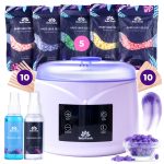 Waxing Kit for Women Men Hard Wax Kit for Hair Removal Wax Warmer for Face Legs Eyebrows Body Bikini Home Melter Wax Pot Machine Hard Wax Beads Kit Painless All Hair Types Purple
